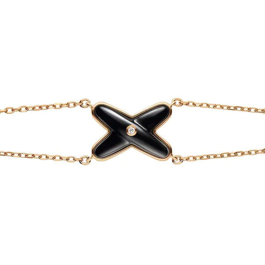 [Loran]JEUX BRACELET ONYX ROSE GOLD 1 DIAMOND