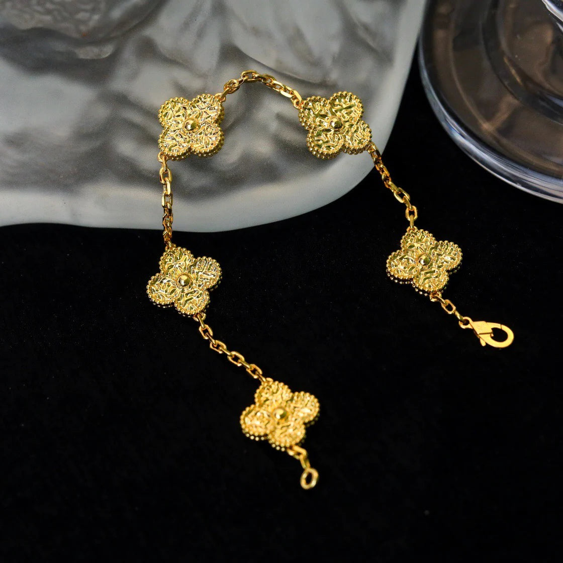 [Loran]LUCKY CLOVER 5-MOTIF BRACELET - BRONZING