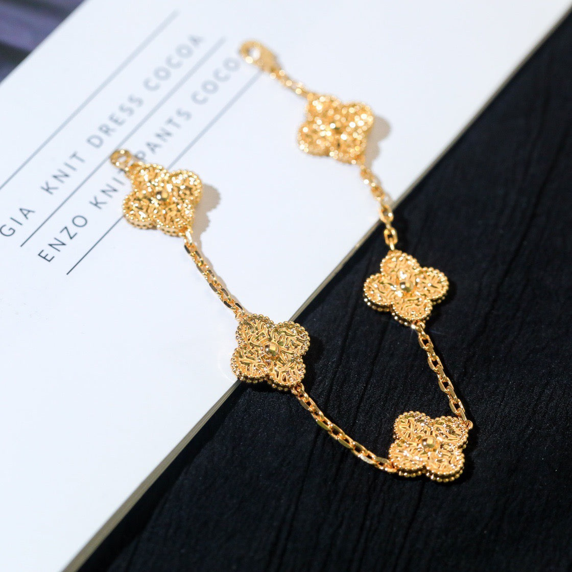 [Loran]LUCKY CLOVER 5-MOTIF BRACELET - BRONZING