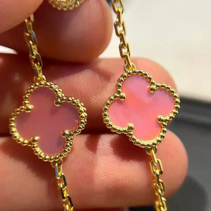 [Loran]LUCKY CLOVER 5-MOTIF BRACELET - PINK MOTHER-OF-PEARL COLLECTION