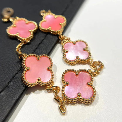 [Loran]LUCKY CLOVER 5-MOTIF BRACELET - PINK MOTHER-OF-PEARL COLLECTION