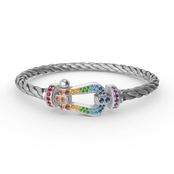 [Loran]FORCE LARGE HORSESHOE COLORED DIAMOND BRACELET - WHITE GOLD