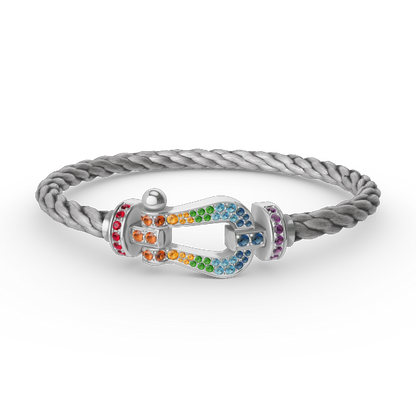 [Loran]FORCE LARGE HORSESHOE COLORED DIAMOND BRACELET - WHITE GOLD