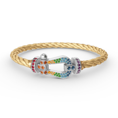 [Loran]FORCE LARGE HORSESHOE COLORED DIAMOND BRACELET - WHITE GOLD