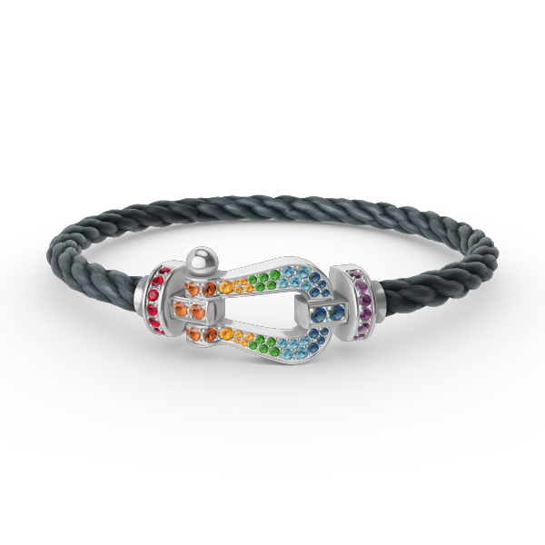 [Loran]FORCE LARGE HORSESHOE COLORED DIAMOND BRACELET - WHITE GOLD