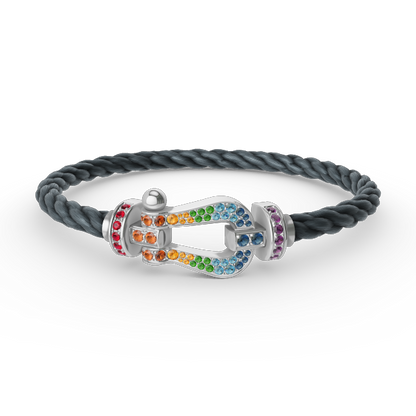 [Loran]FORCE LARGE HORSESHOE COLORED DIAMOND BRACELET - WHITE GOLD