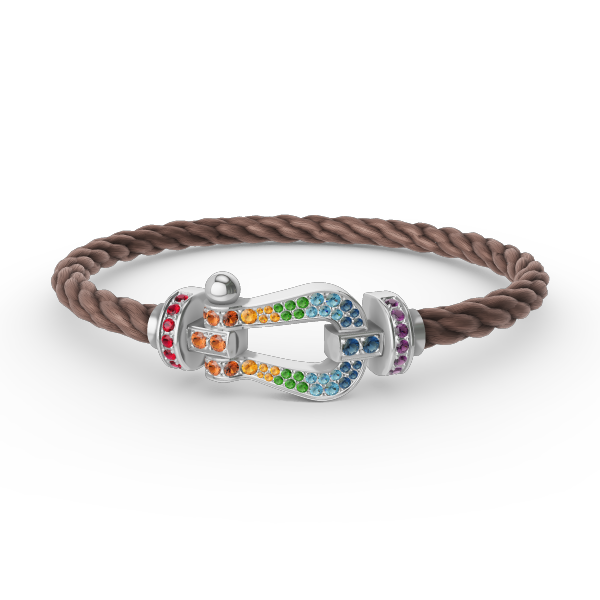 [Loran]FORCE LARGE HORSESHOE COLORED DIAMOND BRACELET - WHITE GOLD