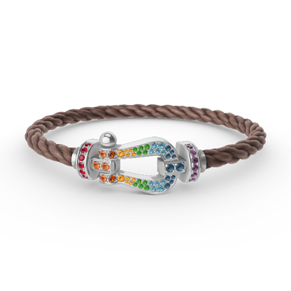 [Loran]FORCE LARGE HORSESHOE COLORED DIAMOND BRACELET - WHITE GOLD