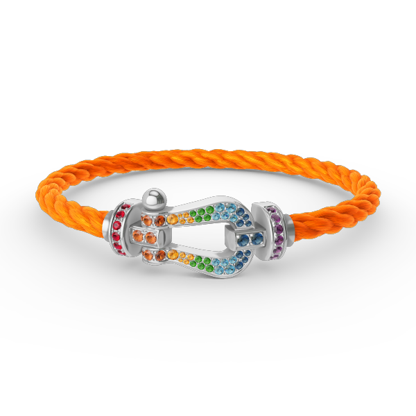 [Loran]FORCE LARGE HORSESHOE COLORED DIAMOND BRACELET - WHITE GOLD