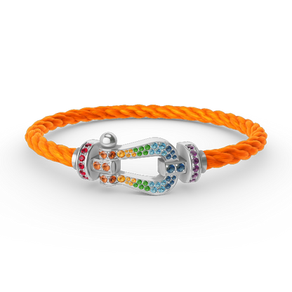 [Loran]FORCE LARGE HORSESHOE COLORED DIAMOND BRACELET - WHITE GOLD