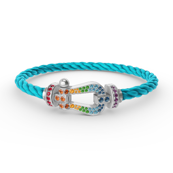 [Loran]FORCE LARGE HORSESHOE COLORED DIAMOND BRACELET - WHITE GOLD