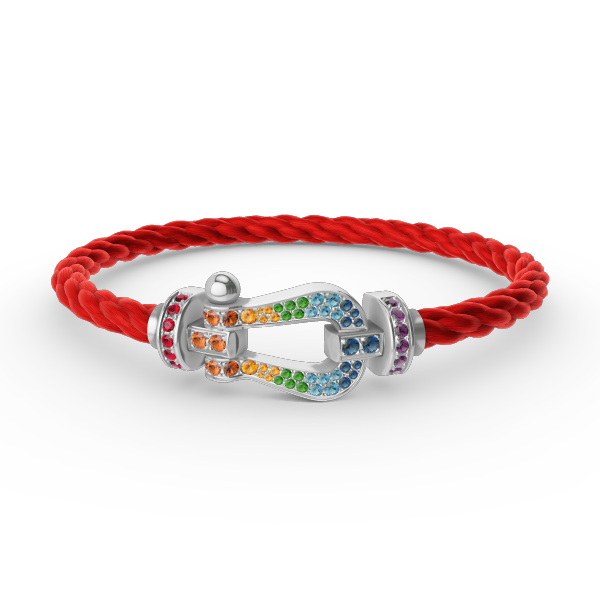 [Loran]FORCE LARGE HORSESHOE COLORED DIAMOND BRACELET - WHITE GOLD