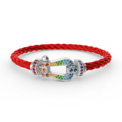 [Loran]FORCE LARGE HORSESHOE COLORED DIAMOND BRACELET - WHITE GOLD