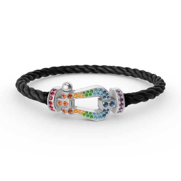[Loran]FORCE LARGE HORSESHOE COLORED DIAMOND BRACELET - WHITE GOLD