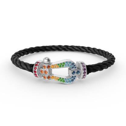 [Loran]FORCE LARGE HORSESHOE COLORED DIAMOND BRACELET - WHITE GOLD