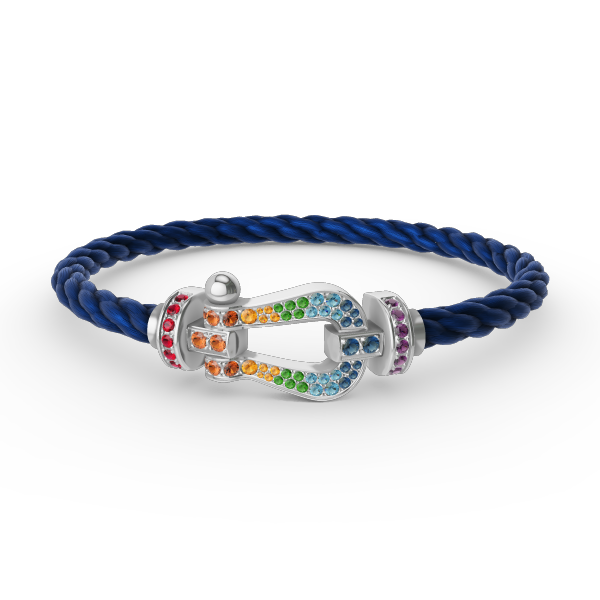 [Loran]FORCE LARGE HORSESHOE COLORED DIAMOND BRACELET - WHITE GOLD