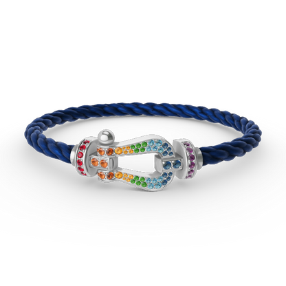 [Loran]FORCE LARGE HORSESHOE COLORED DIAMOND BRACELET - WHITE GOLD