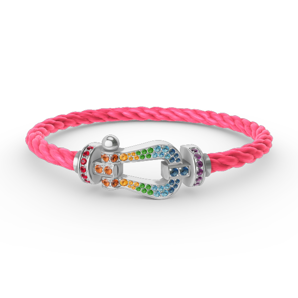 [Loran]FORCE LARGE HORSESHOE COLORED DIAMOND BRACELET - WHITE GOLD
