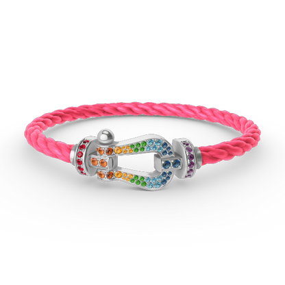 [Loran]FORCE LARGE HORSESHOE COLORED DIAMOND BRACELET - WHITE GOLD