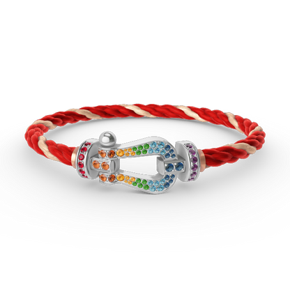 [Loran]FORCE LARGE HORSESHOE COLORED DIAMOND BRACELET - WHITE GOLD