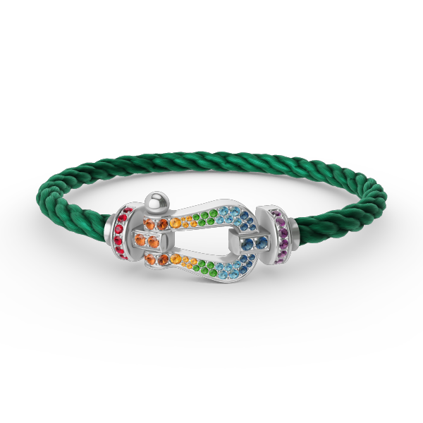 [Loran]FORCE LARGE HORSESHOE COLORED DIAMOND BRACELET - WHITE GOLD