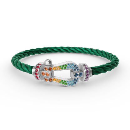 [Loran]FORCE LARGE HORSESHOE COLORED DIAMOND BRACELET - WHITE GOLD