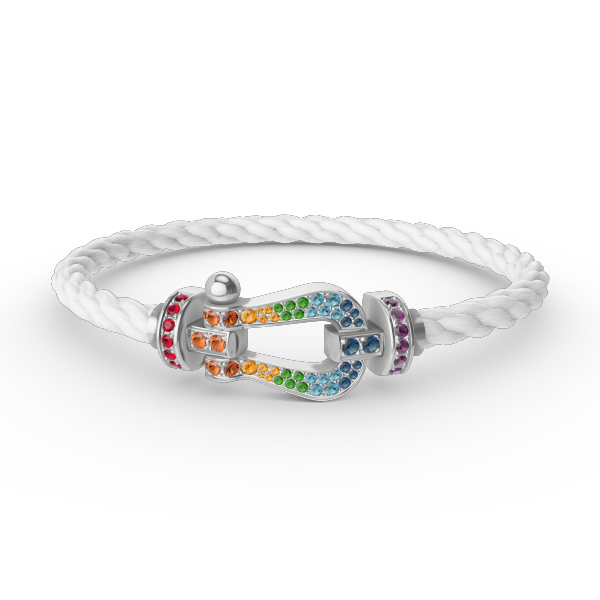 [Loran]FORCE LARGE HORSESHOE COLORED DIAMOND BRACELET - WHITE GOLD
