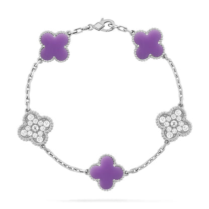 [Loran]LUCKY CLOVER 5-MOTIF BRACELET - LAVENDER COLLECTION