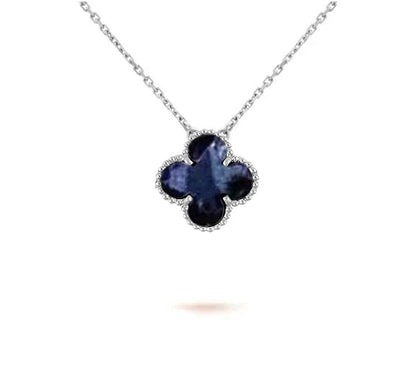 [Loran]15MM CLOVER FLOWER PENDANT NECKLACE WHITE GOLD COLLECTION