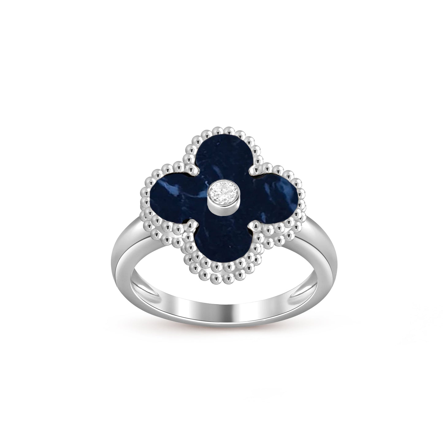 [Loran]LUCKY CLOVER DIAMOND-ACCENT WHITE GOLD RING COLLECTION