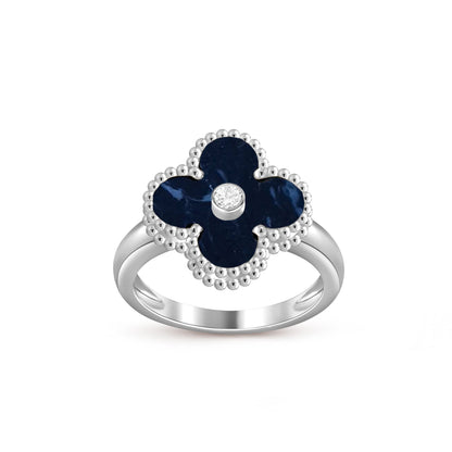 [Loran]LUCKY CLOVER DIAMOND-ACCENT WHITE GOLD RING COLLECTION