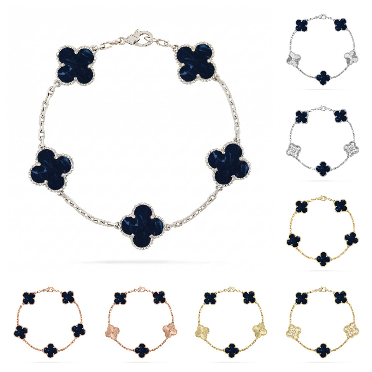 [Loran]LUCKY CLOVER 5-MOTIF BRACELET - PIETERSITE COLLECTION
