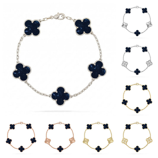 [Loran]LUCKY CLOVER 5-MOTIF BRACELET - PIETERSITE COLLECTION