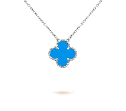 [Loran]15MM CLOVER FLOWER PENDANT NECKLACE WHITE GOLD COLLECTION