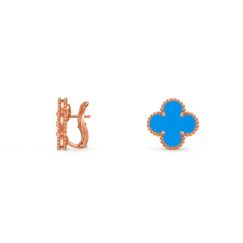 [Loran]15MM CLOVER FLOWER STUD EARRINGS ROSE GOLD COLLECTION