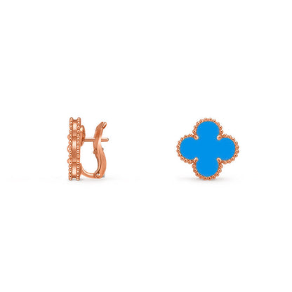 [Loran]15MM CLOVER FLOWER STUD EARRINGS ROSE GOLD COLLECTION