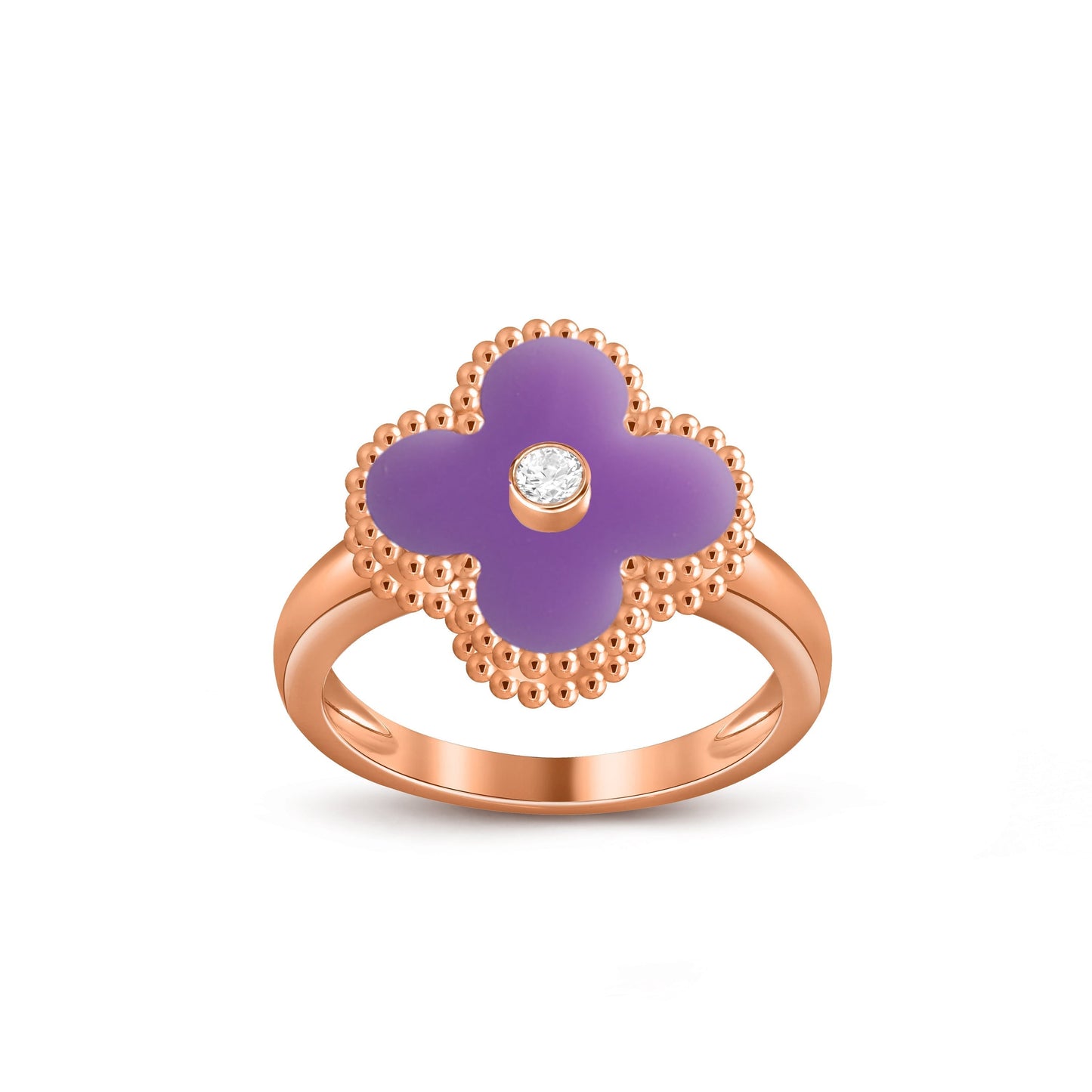 [Loran]LUCKY CLOVER DIAMOND-ACCENT ROSE GOLD RING COLLECTION