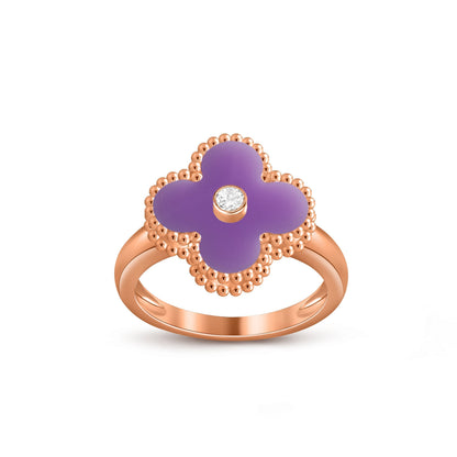 [Loran]LUCKY CLOVER DIAMOND-ACCENT ROSE GOLD RING COLLECTION