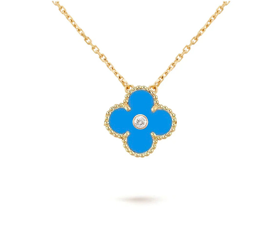 [Loran]15MM CLOVER FLOWER DIAMOND PENDANT NECKLACE COLLECTION
