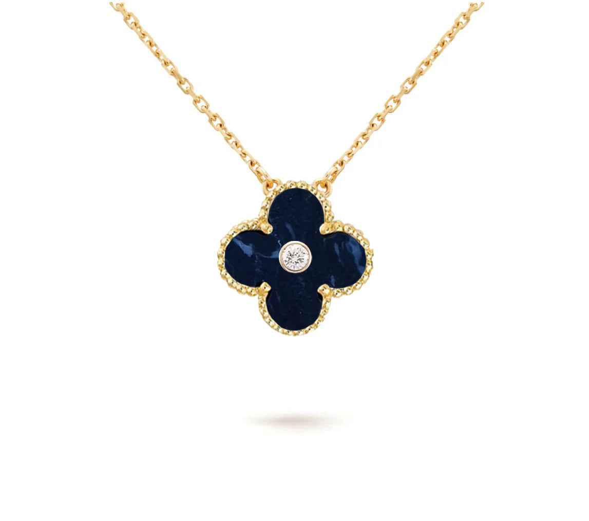 [Loran]15MM CLOVER FLOWER DIAMOND PENDANT NECKLACE COLLECTION