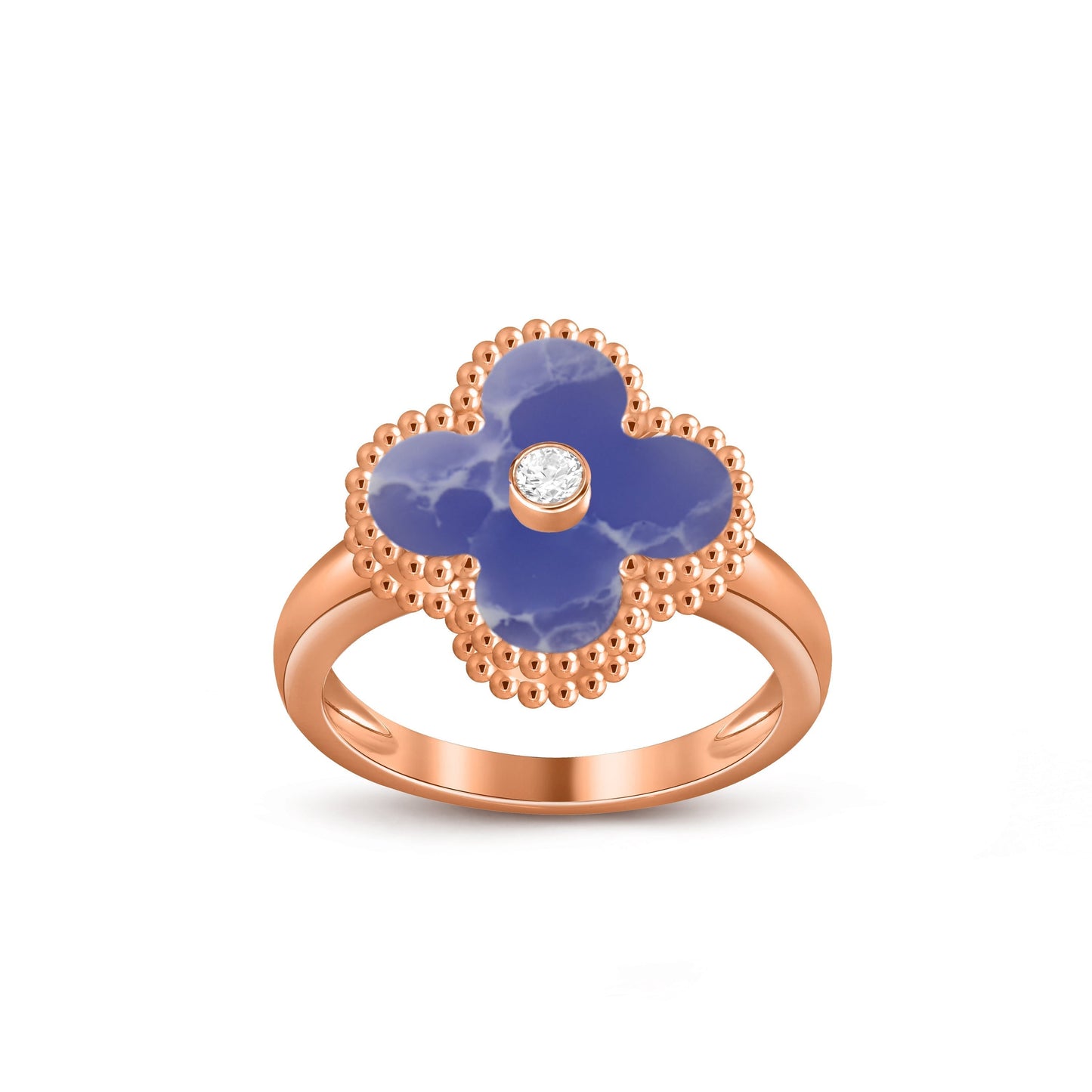 [Loran]LUCKY CLOVER DIAMOND-ACCENT ROSE GOLD RING COLLECTION