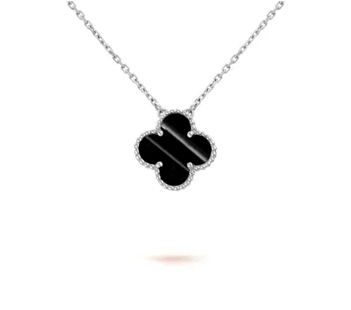 [Loran]15MM CLOVER FLOWER PENDANT NECKLACE WHITE GOLD COLLECTION