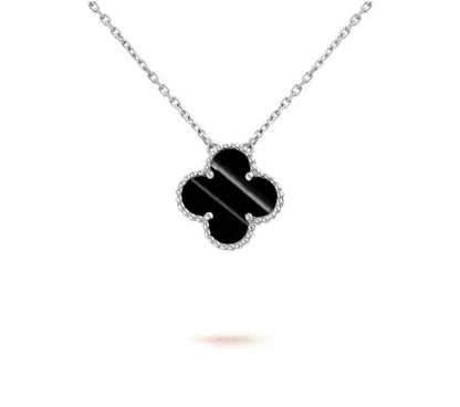 [Loran]15MM CLOVER FLOWER PENDANT NECKLACE WHITE GOLD COLLECTION