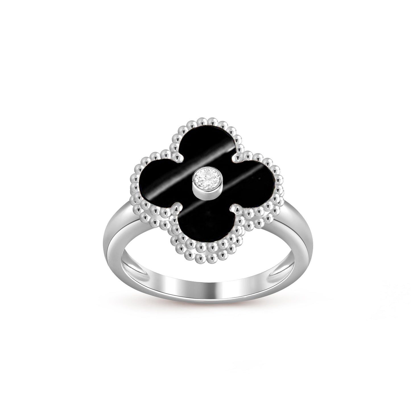 [Loran]LUCKY CLOVER DIAMOND-ACCENT WHITE GOLD RING COLLECTION