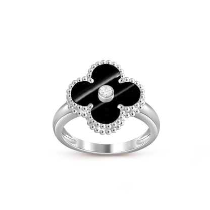 [Loran]LUCKY CLOVER DIAMOND-ACCENT WHITE GOLD RING COLLECTION