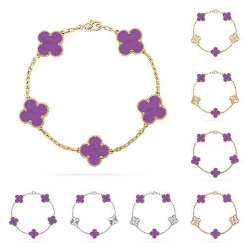 [Loran]LUCKY CLOVER 5-MOTIF BRACELET - VIOLET COLLECTION