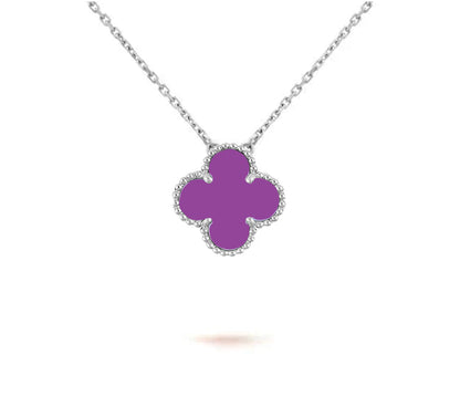 [Loran]15MM CLOVER FLOWER PENDANT NECKLACE WHITE GOLD COLLECTION