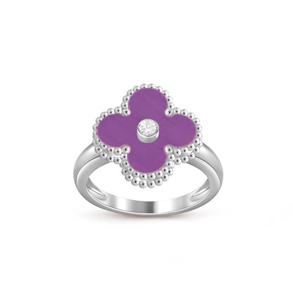 [Loran]LUCKY CLOVER DIAMOND-ACCENT WHITE GOLD RING COLLECTION