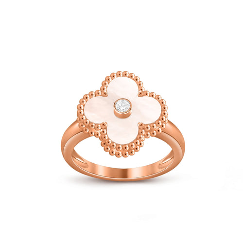 [Loran]LUCKY CLOVER DIAMOND-ACCENT ROSE GOLD RING COLLECTION