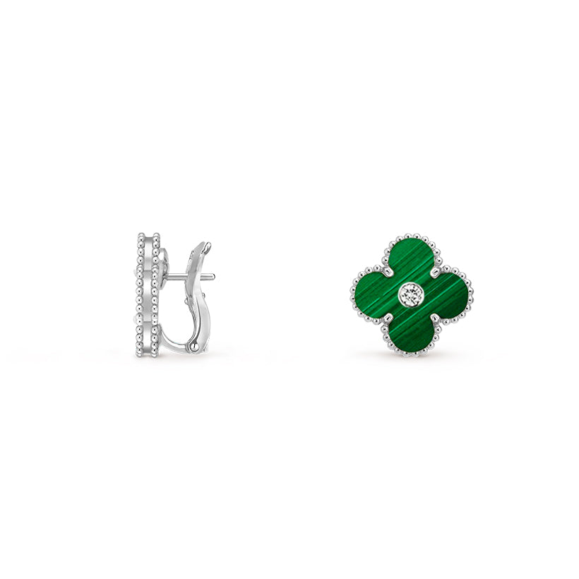 [Loran]15MM CLOVER FLOWER STUD EARRINGS DIAMOND-WHITE GOLD COLLECTION